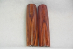 Cocobolo / The heartwood can be very reddish orange, yellow, purple and very dark brown while the sap wood light yellow to tan. This wood is becoming more difficult and expensive to come by.